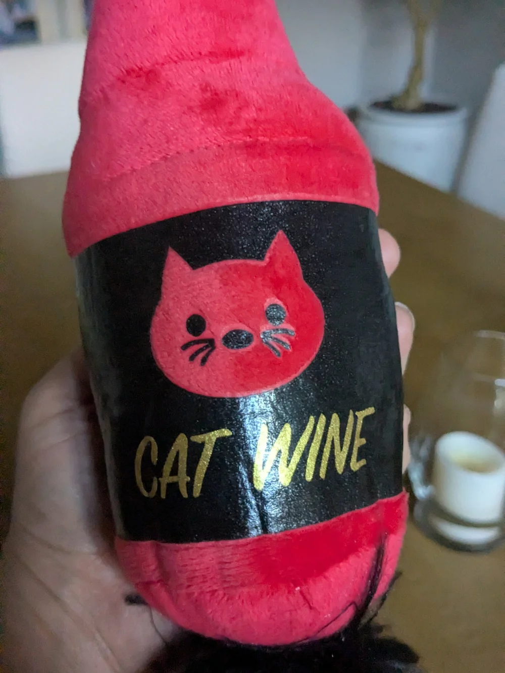 Cat Wine Plush Teaser Toy - Red & Black